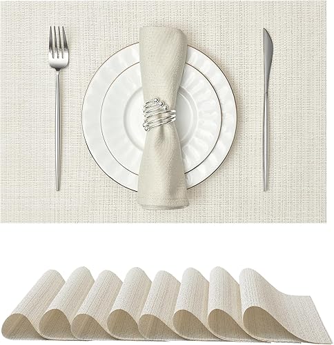 Miniatura 50 de Leetaltree juego de 6 manteles individuales de lentejuelas doradas de lujo - impermeables y lavables para boda, aniversario, uso diario - decoración