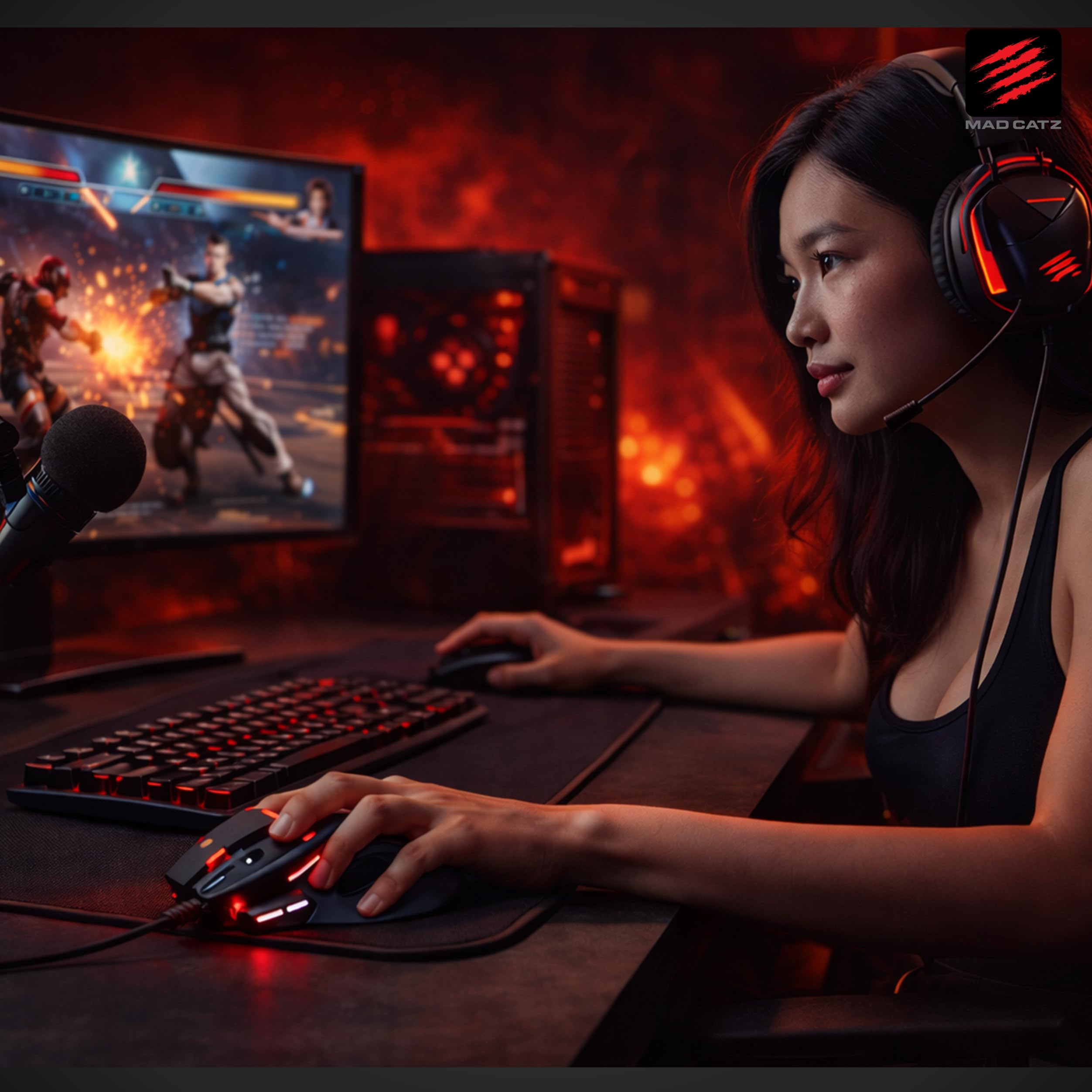 MAD CATZ R.A.T. 8+ Gaming-Maus USB PixArt PMW3389 16.000 DPI RGB-Beleuchtung Ergonomisch