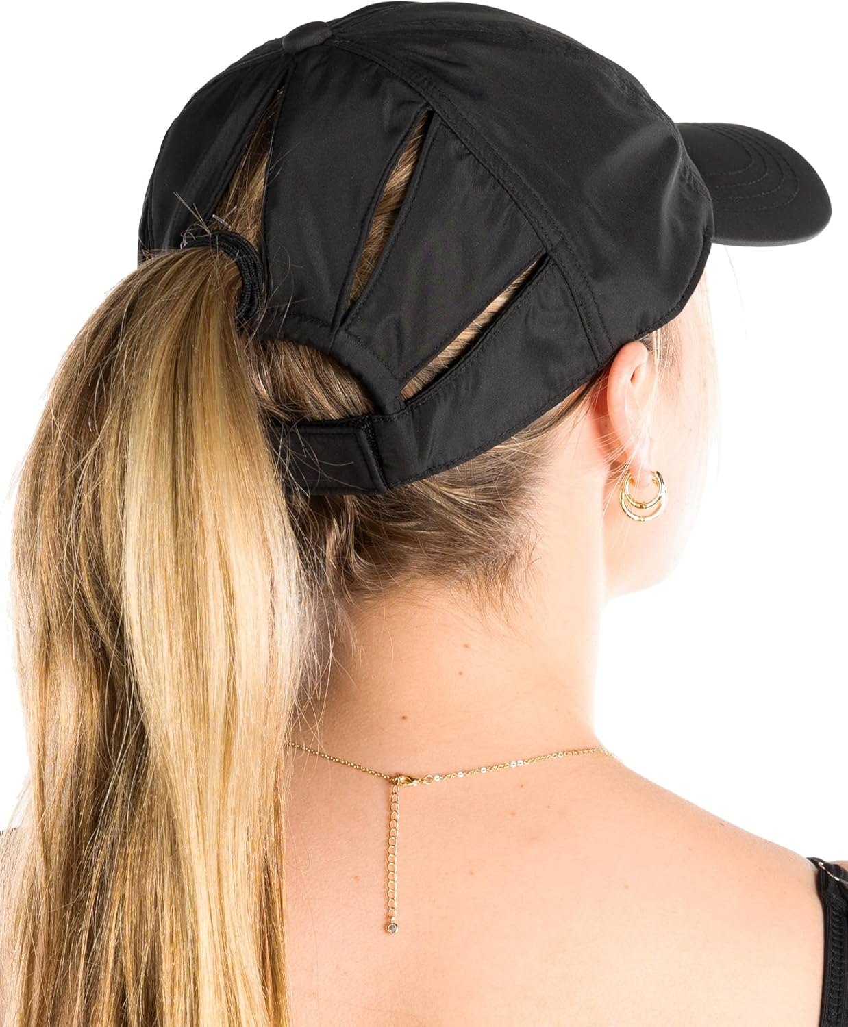 Funky Junque Women’s Ponytail Hat – High Ponyback & Messy Bun Baseball Cap with 5-Slit Design, Moisture-Wicking Sports Hats