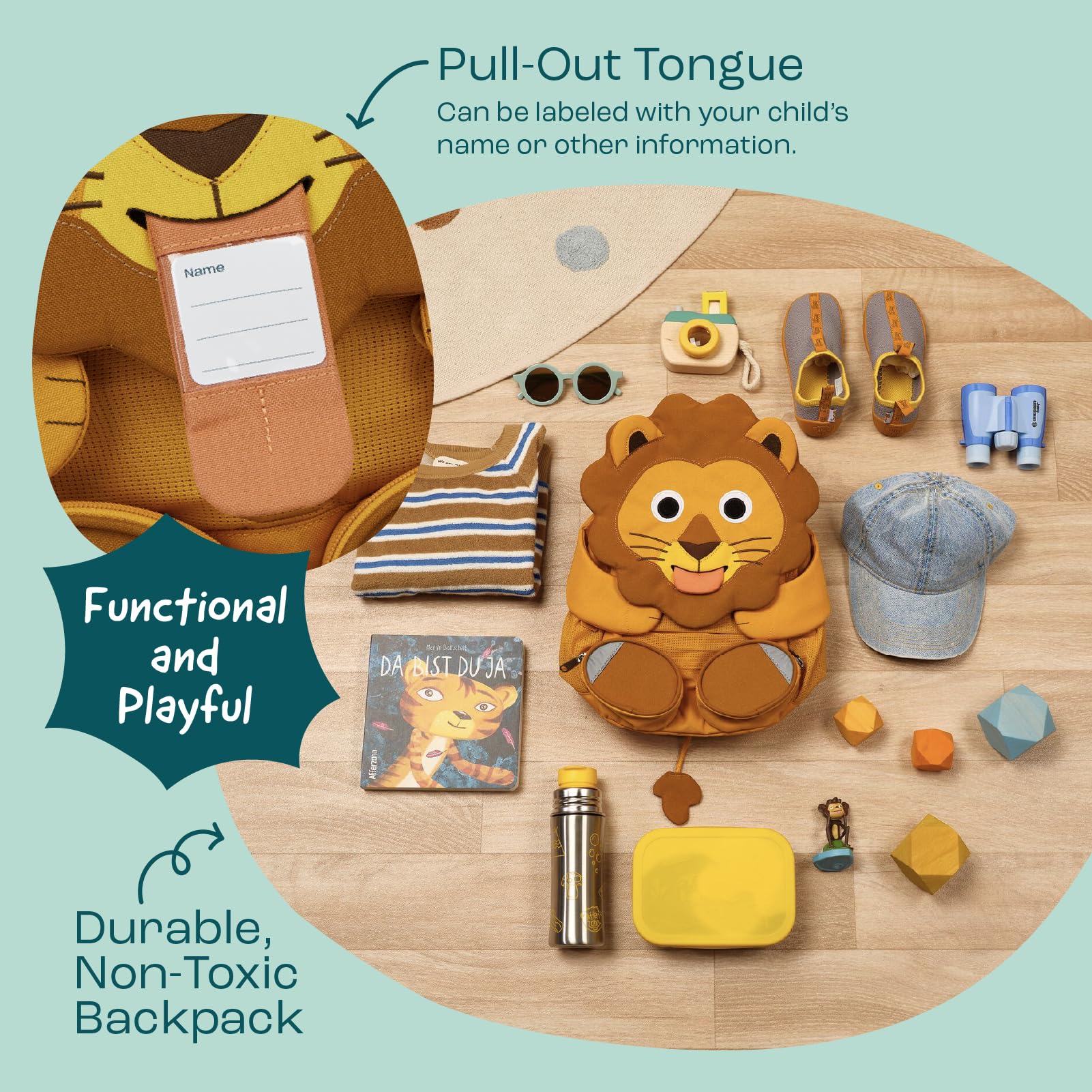 Affenzahn Amico Grande Zaino per l'asilo per bambini da 3 a 5 anni asilo a tempo pieno divertente funzionale volume 8 L Leone - Giallo