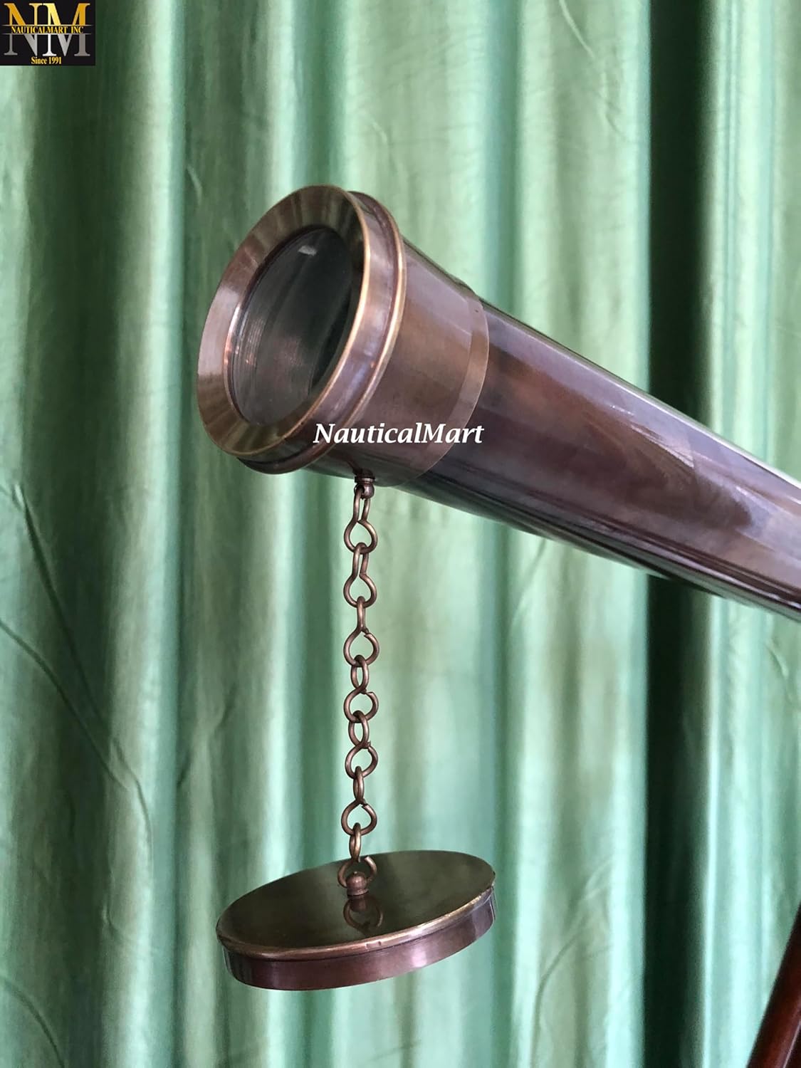 Brass Antique Floor Standing Telescope 64" Adjustable Tripod Telescope Nautical Spyglass Bird Watching Telescope Office & Home Decor