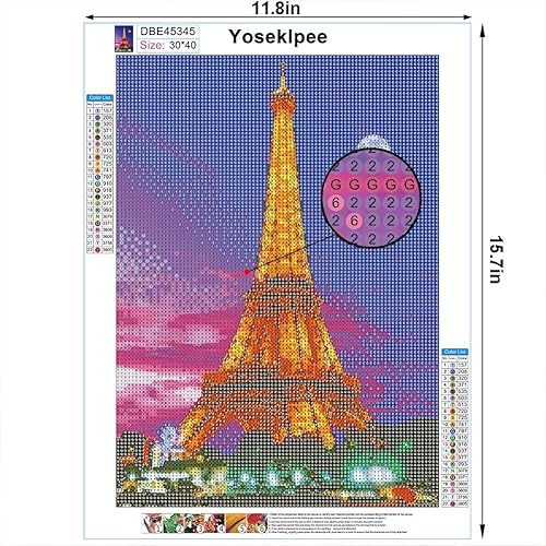 Miniatura 2 de Yoseklpee Kits de pintura de diamantes de torre Eiffel para adultos, romántica torre de París, kits de arte de diamantes 5D para adultos y niños,