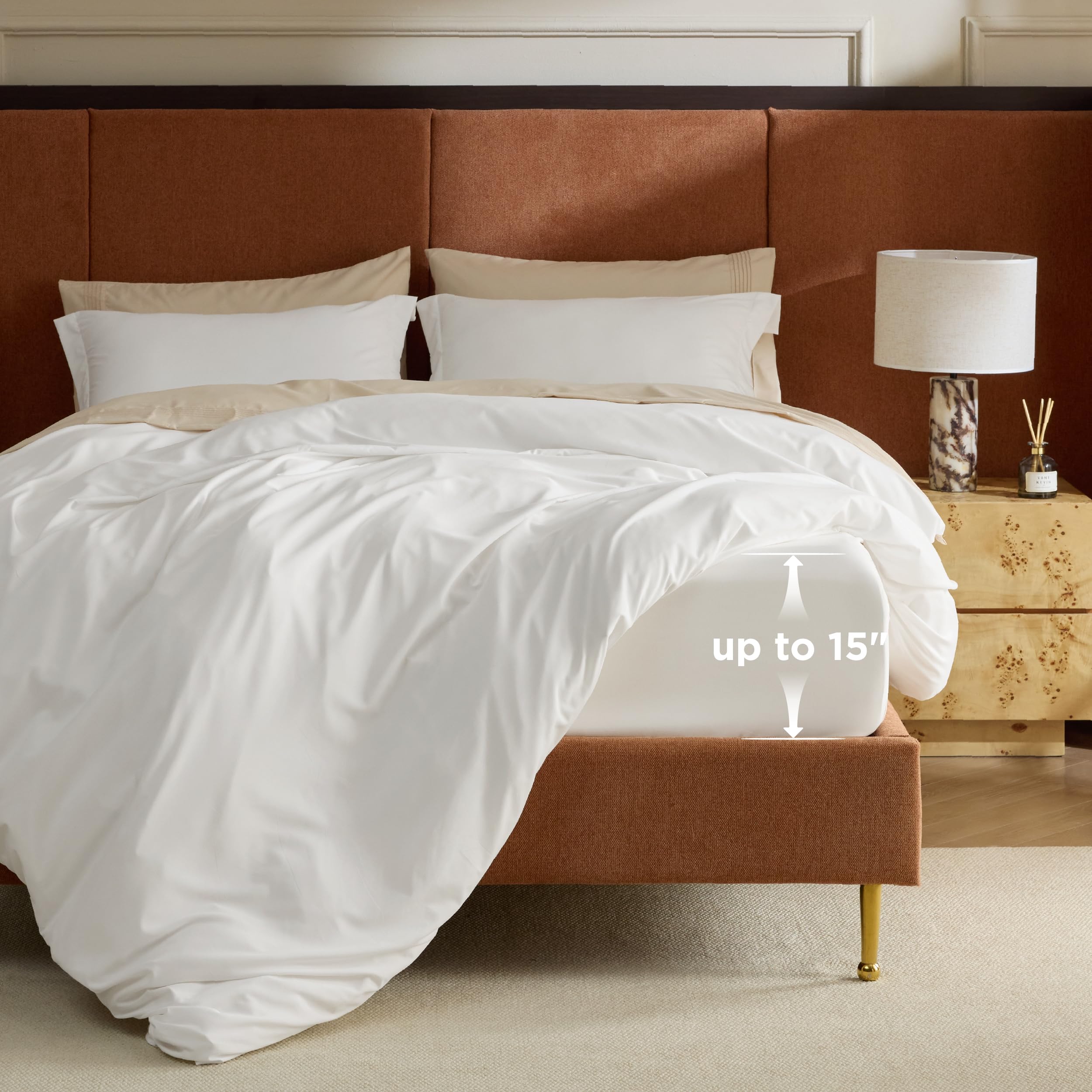Bedsure Duvet Cover with Fitted Sheet King - Deep Pocket, Hotel Luxury Soft Double Brushed Bedding Set with Zipper Closure, 1 Duvet Cover, 1 Fitted Sheet, 2 Pillow Shams, NO Comforter, White