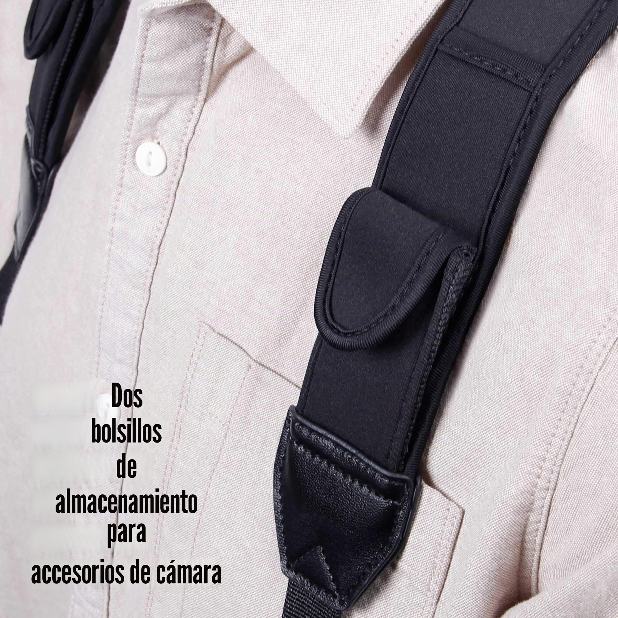 USA Gear Arnés para el pecho con correa de cámara DSLR con hebillas de liberación rápida, diseño de neopreno y bolsillos para accesorios - Compatible con cámaras Canon, Nikon, Sony y más