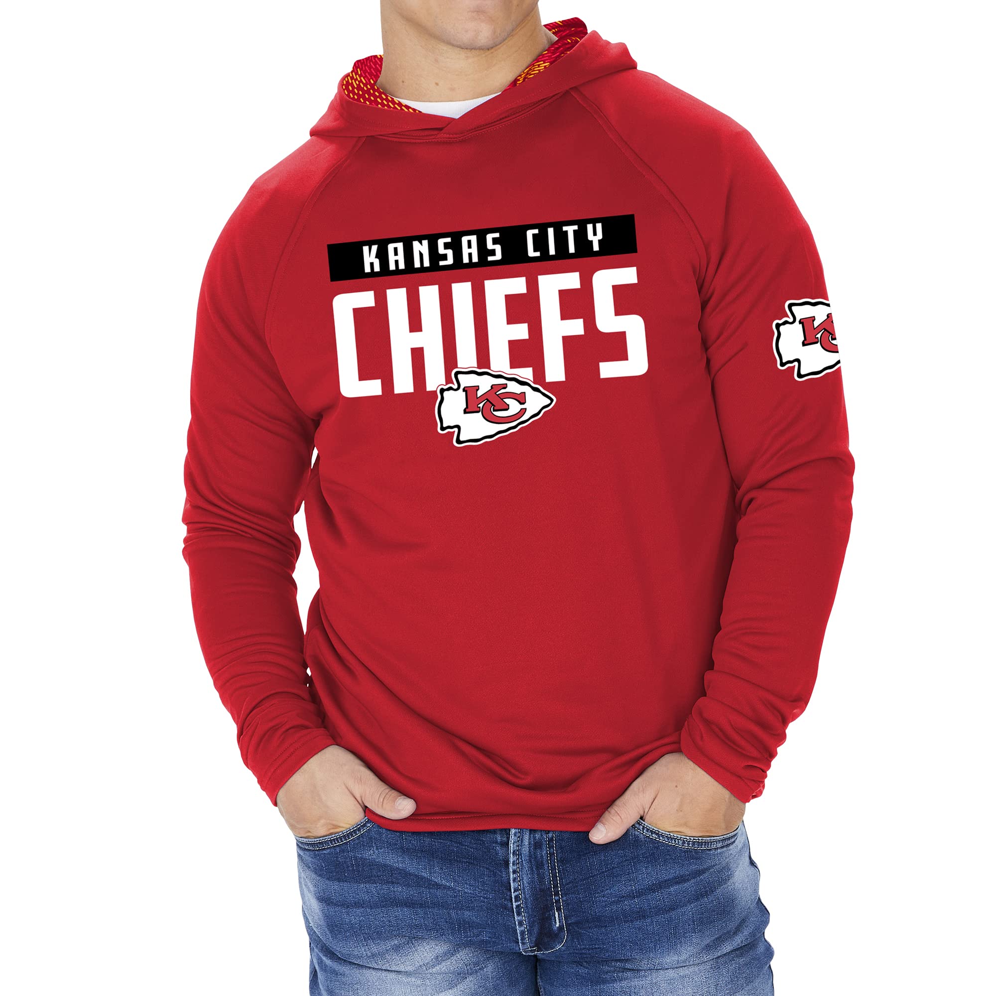 Zubaz NFL Football Men's Solid Team Hoodie with Camo Lined Hood and Sleeve Graphic — view 50