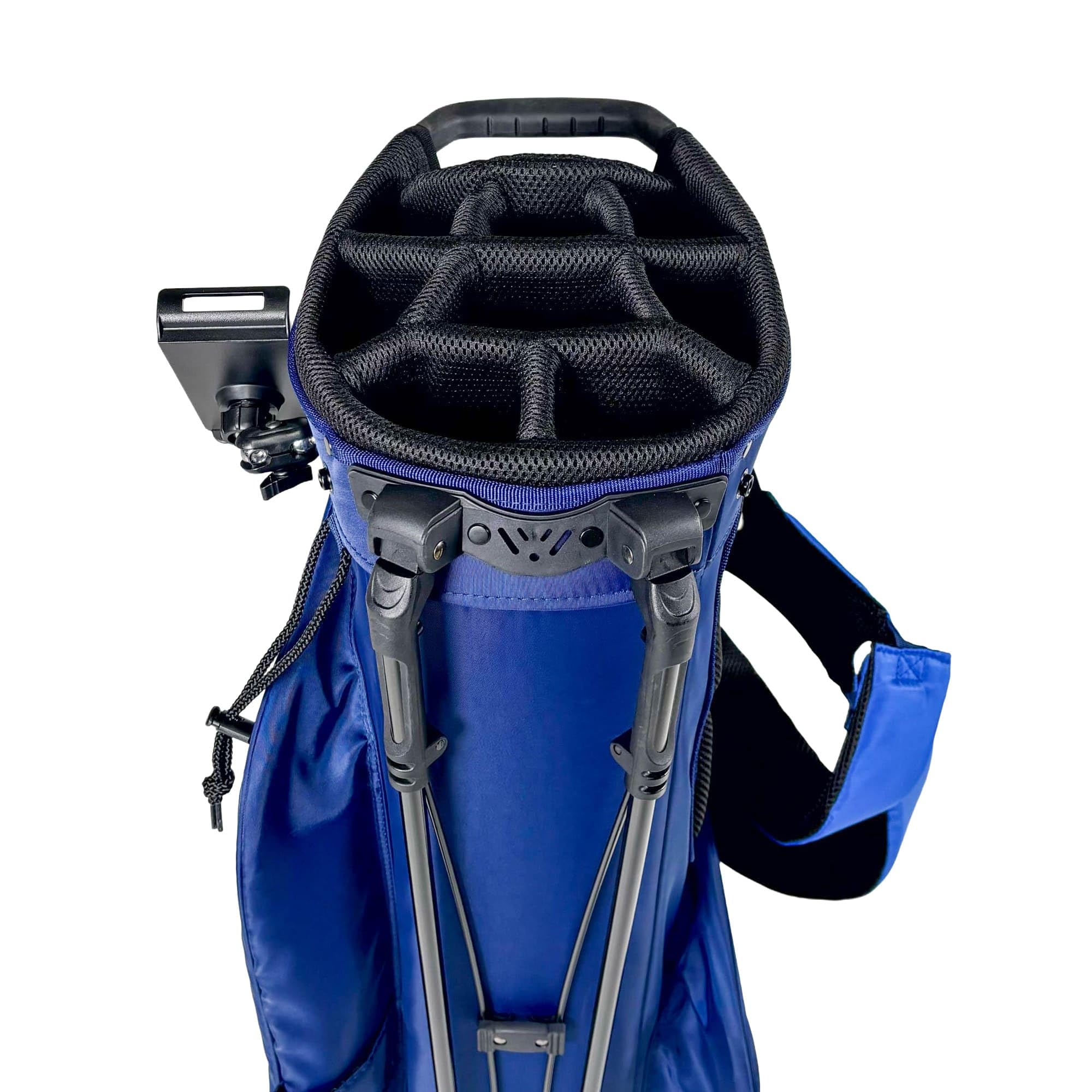 Sac de golf sur pied - Imperméable - Léger (2,4 kg) - 9 compartiments pour raquettes - Support pour téléphone portable - Compartiment isotherme - Bleu foncé - Unisexe
