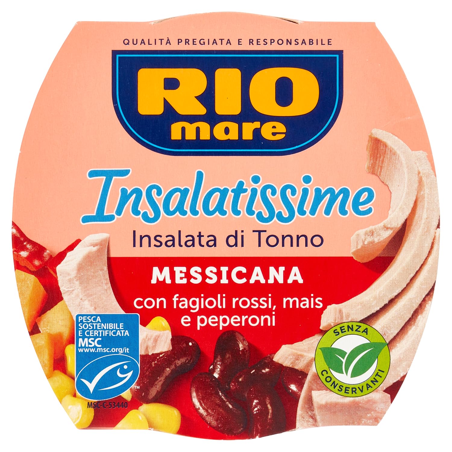Rio Mare Insalatissime Thunfischsalat Messicana 16 x 160g - Thunfisch-Salat mit Roten Bohnen, Mais und Paprika - Fertiggericht + Beni Culinari Kostenloser Schlüsselanhänger