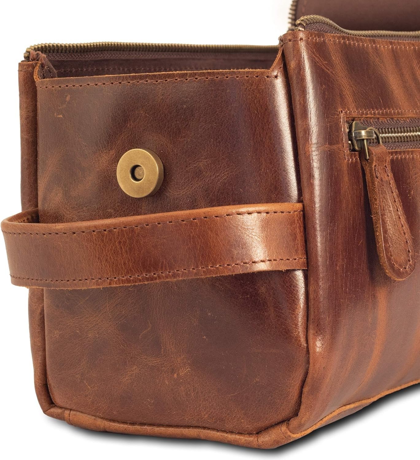 Neceser unisex de piel de búfalo de alta calidad, kit de viaje, kit de afeitado, accesorios de 3 artículos de cuero: estuche para cepillo de afeitar, estuche protector de viaje,