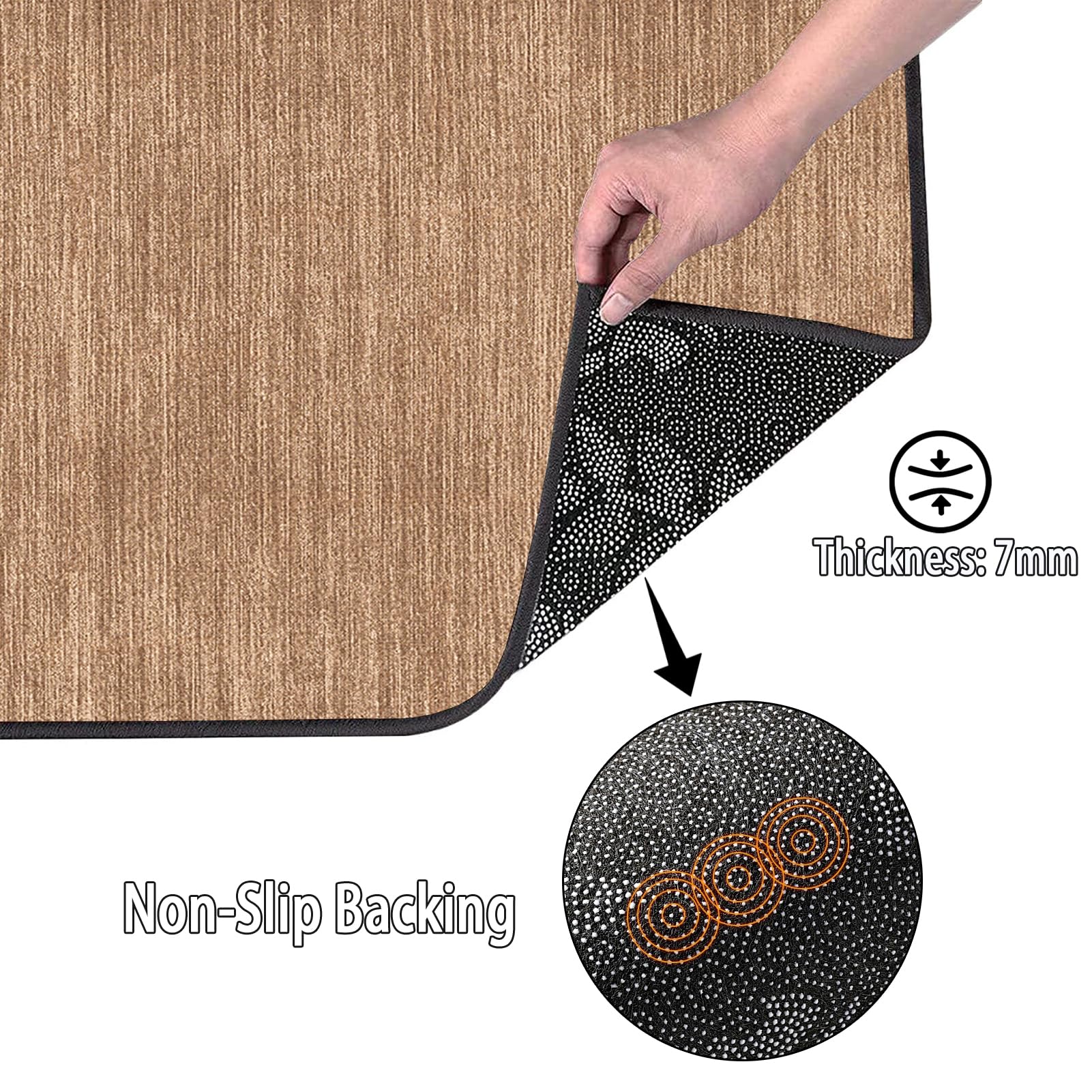 Tappeto Cucina Antiscivolo Lavabile 50 x 160 cm Lungo Passatoia Corridoio Assorbente, Tappeto Multiuso per Scendiletto per Cucina, Salotto, Camera da Letto Marrone