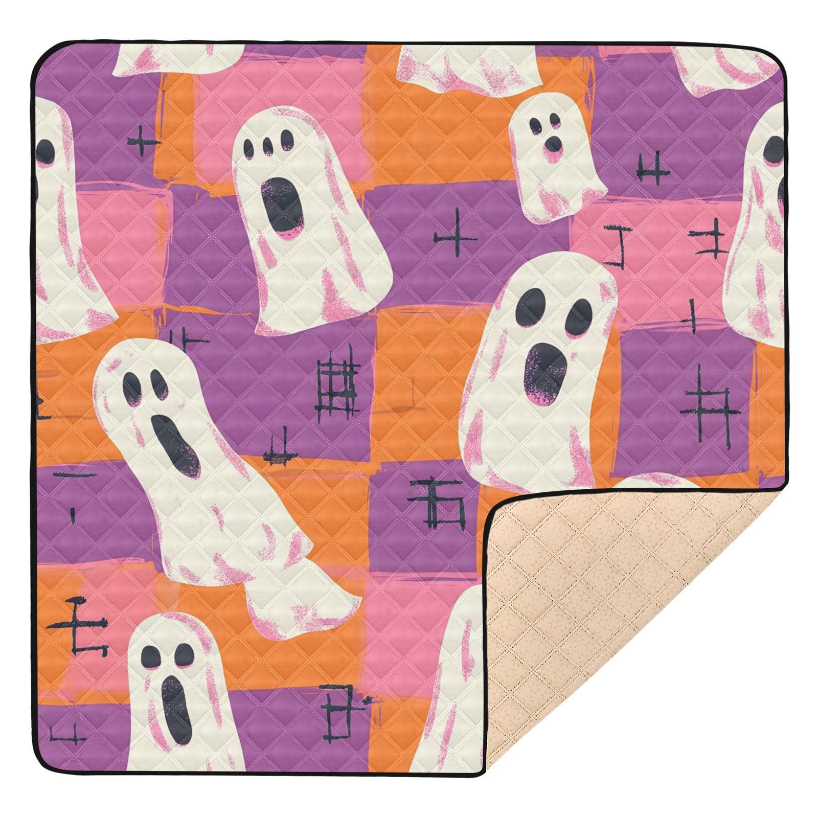 BOESI Graffiti Ghost Baby Play Mat, 50“ X 50” Washable Folding Crawling Mat, Baby Floor Mat, Soft, Non-Slip