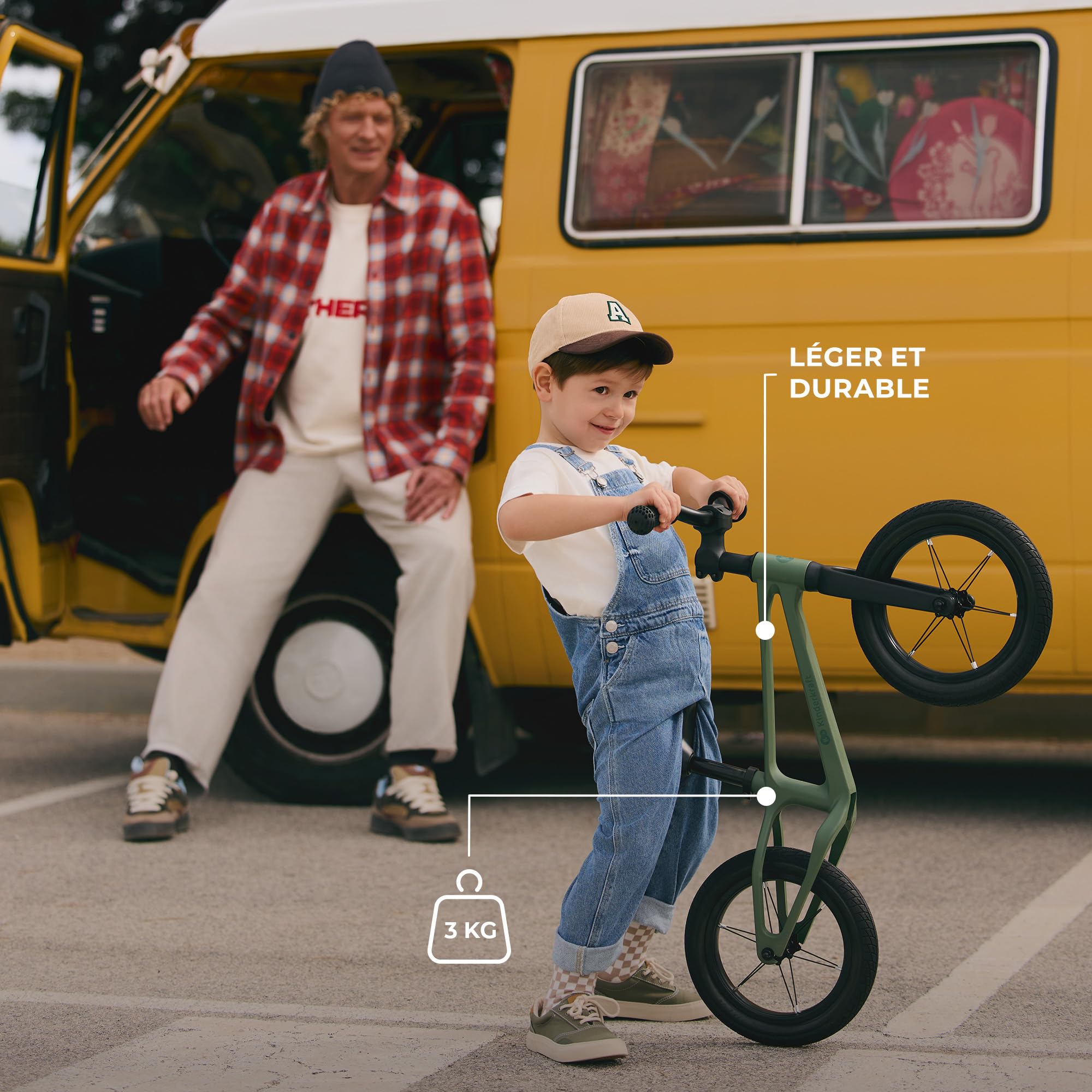 Kinderkraft ETER Draisienne jusqu'à 35 kg, vélo d'apprentissage léger, Roues de 12 ", Cadre en Nylon, Selle réglable en Hauteur, Direction limitée, poignées en Caoutchouc, Design Sportif