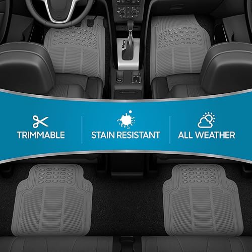 Miniatura 2 de Alfombrillas de caucho BDK para automóvil (juego de 4 piezas delanteras y traseras), gris