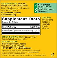 Vista 7 de Nature Made Vitamina B12 1000 mcg, suplemento dietético para apoyo al metabolismo energético, vitaminas B12 1000 mcg, 90 cápsulas blandas