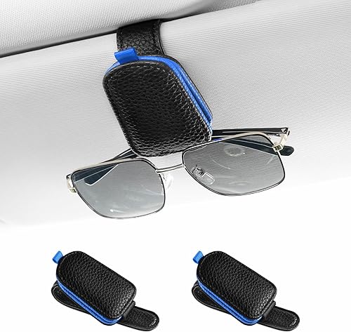 SINGARO Soporte para lentes de sol para coche, clip magnético de hebilla de cuero para visera, clip para lentes de sol con almacenamiento para