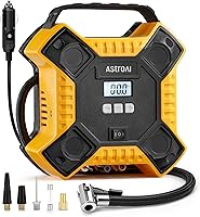 AstroAI Portable Tire Inflator Air Compressor 160PSI, Metal Structure 12V DC Pump w/ LED Light for Car Tires, Bikes, Motorcycles & Inflatables - Yellow