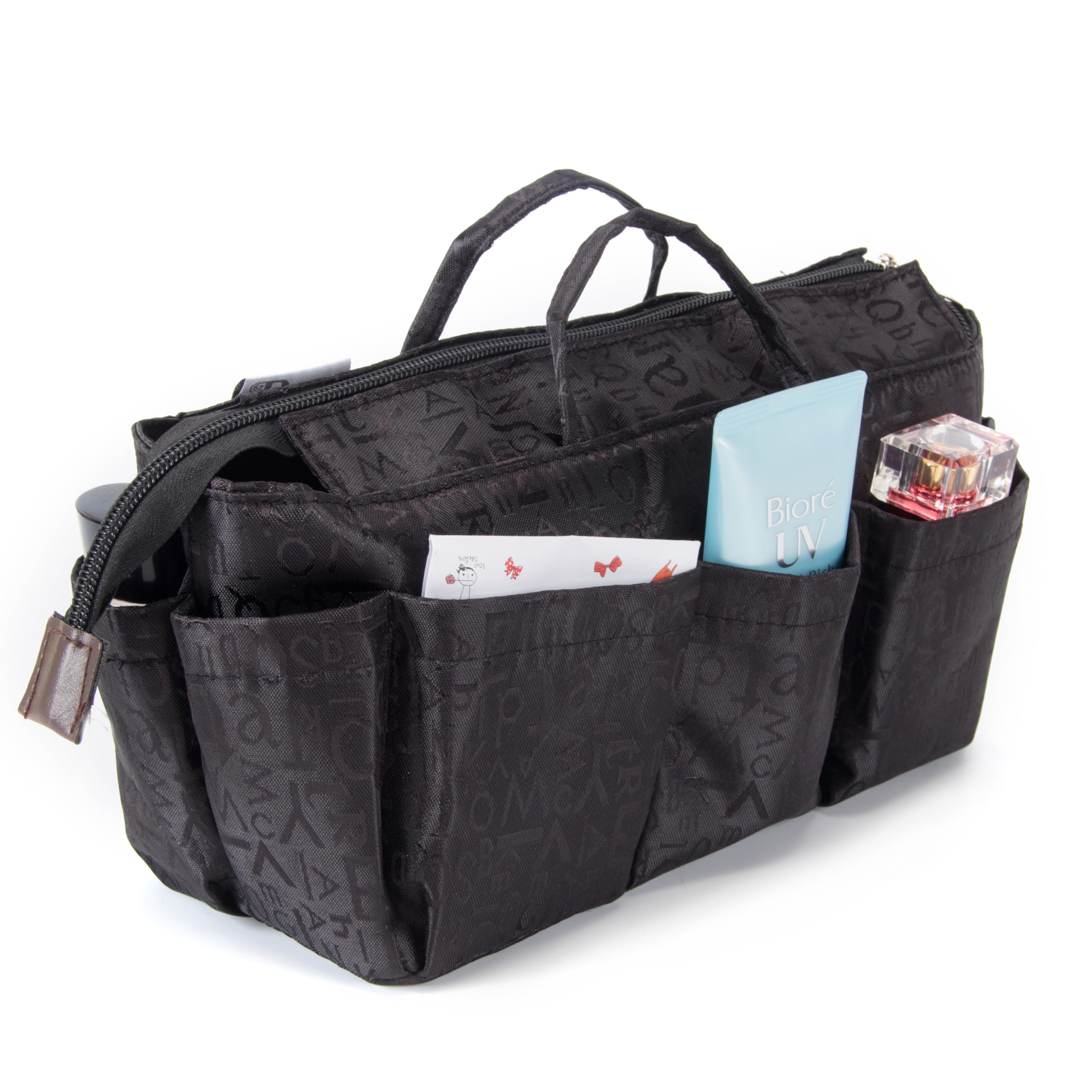 Periea Black 'Keriea' Handbag Organiser Insert - Tote Bag Insert With 13 Compartments For Bag Organisation - (Black)