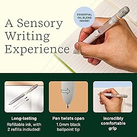 Lifelines Pen Diffuser Set, Spiced Chai Latte - 1mm Black Ballpoint Pen with Scented Essential Oil Blend & 2 Ink Refills - Aromatherapy Diffuser & Sensory Immersion Diffuse Aroma As You Write