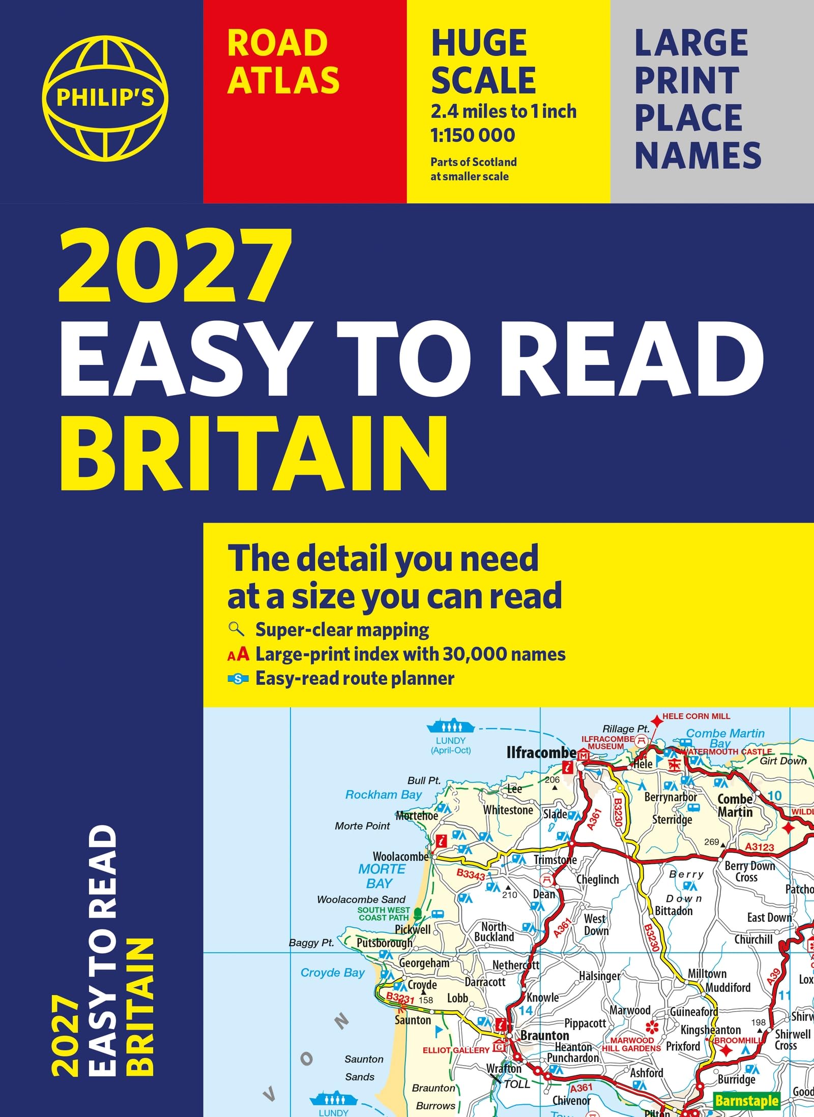 Philips 2027 Easy to Read Road Atlas of Britain A4 Paperback PAPERBACK