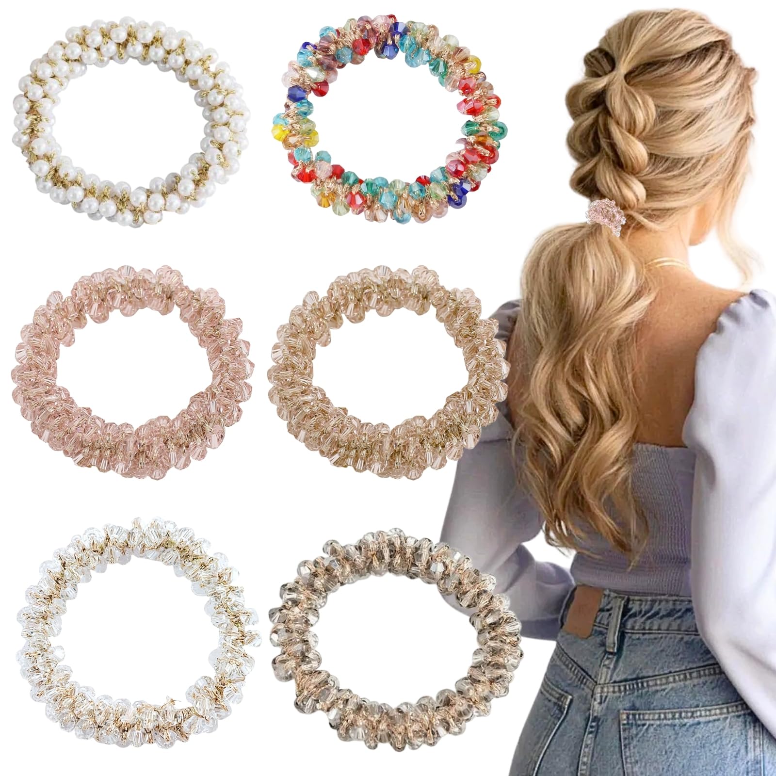 LUFFLOK 6 Pcs Hair Scrunchies, Holiday Accessories and Ponytail Holder, Hair Accessories for Women and Girls, Elastic Ties for Tying your Hair in Everyday Life (6 Pcs)