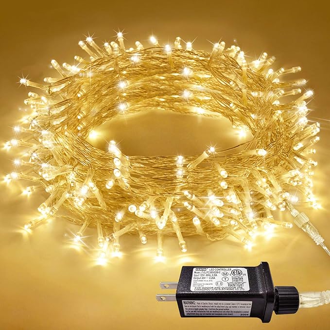 JMEXSUSS 300 LED String Lights Indoor Outdoor, Clear Wire