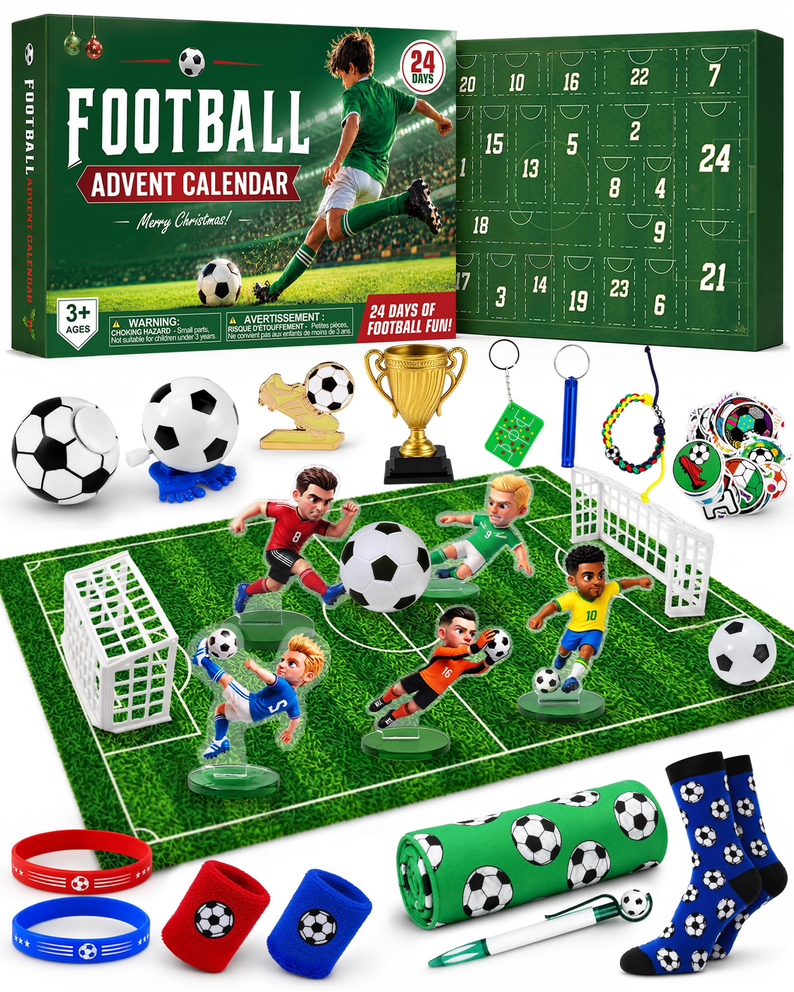 Calendrier Avent Foot 2026 Garçon, 24 Surprises Jouets Accessoires Sportifs