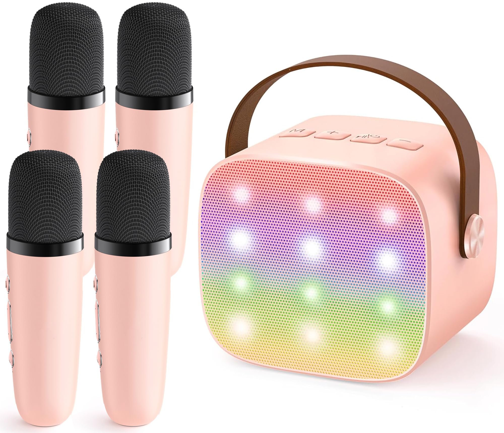 YLL Mini Karaoke Machine with 4 Wireless Microphones, Gifts for Kids | Portable Magic Voice Bluetooth Speaker, Birthday Gifts for Girls Ages 3, 4, 5, 6, 7, 8, 9, 10, 11, 12+ Year Old Family Party