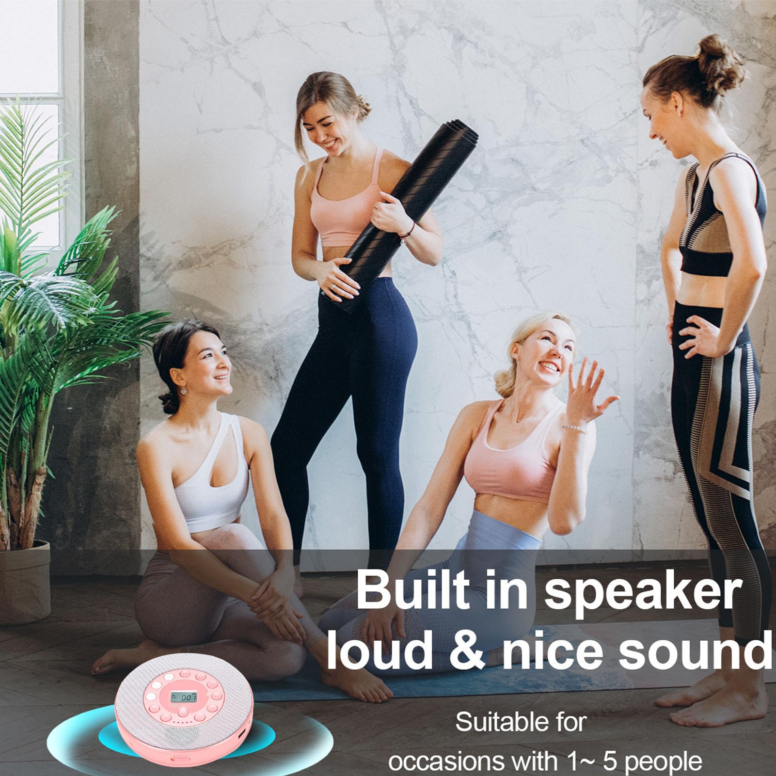 Generic Reproductor de CD Portátil con Batería de 2600 MAh, Reproducción de Memoria (Pink)