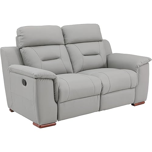 Blackjack Furniture Walker Leather Match Upholstered Reclining Living Room Loveseat, Gray