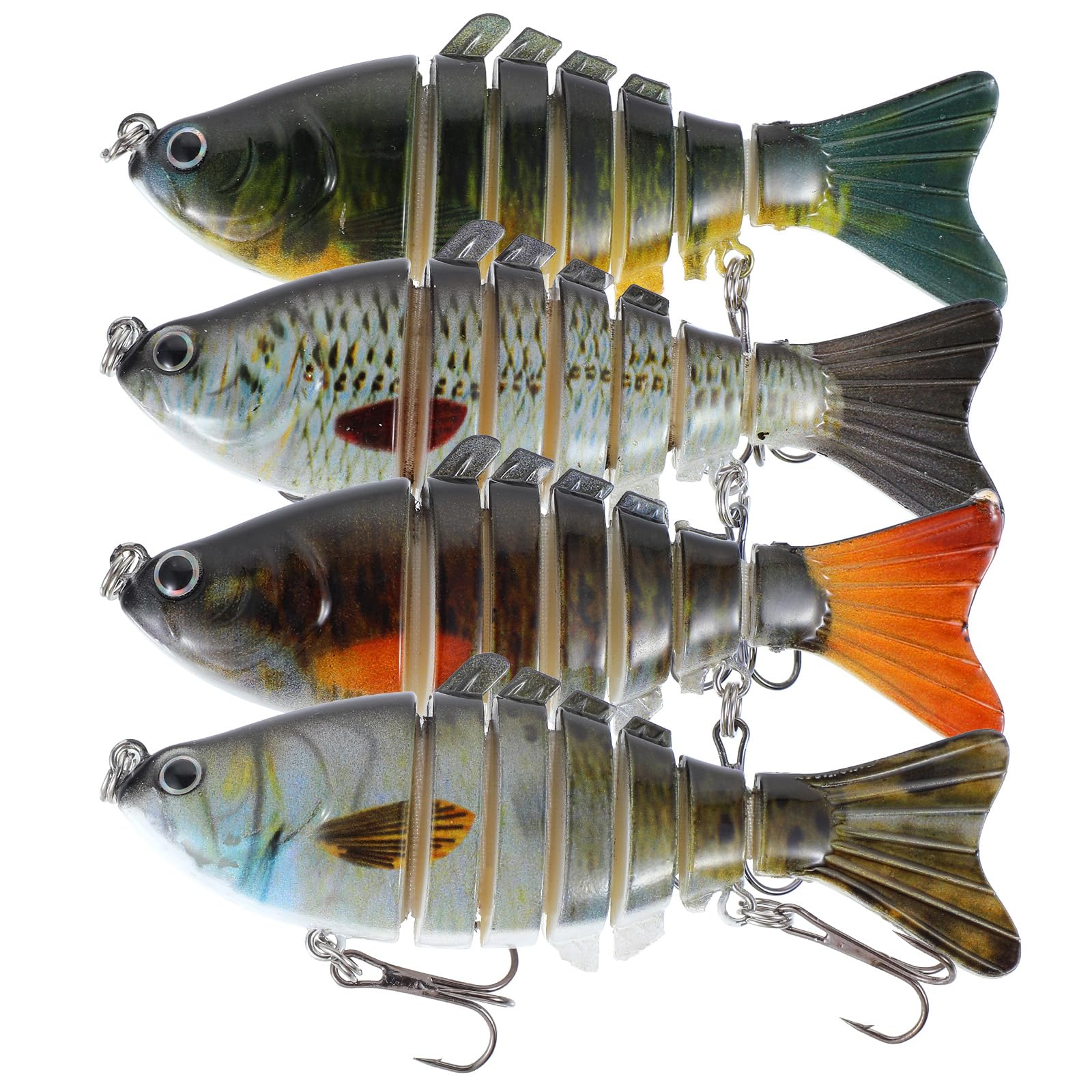 Ptwola 4 Pcs Multi Jointed Fish Realistic Fishing Lures Saltwater Freshwater Swimbait Crankbaits Family Gear Kits Lifelike Slow Sinking Swimming Bait