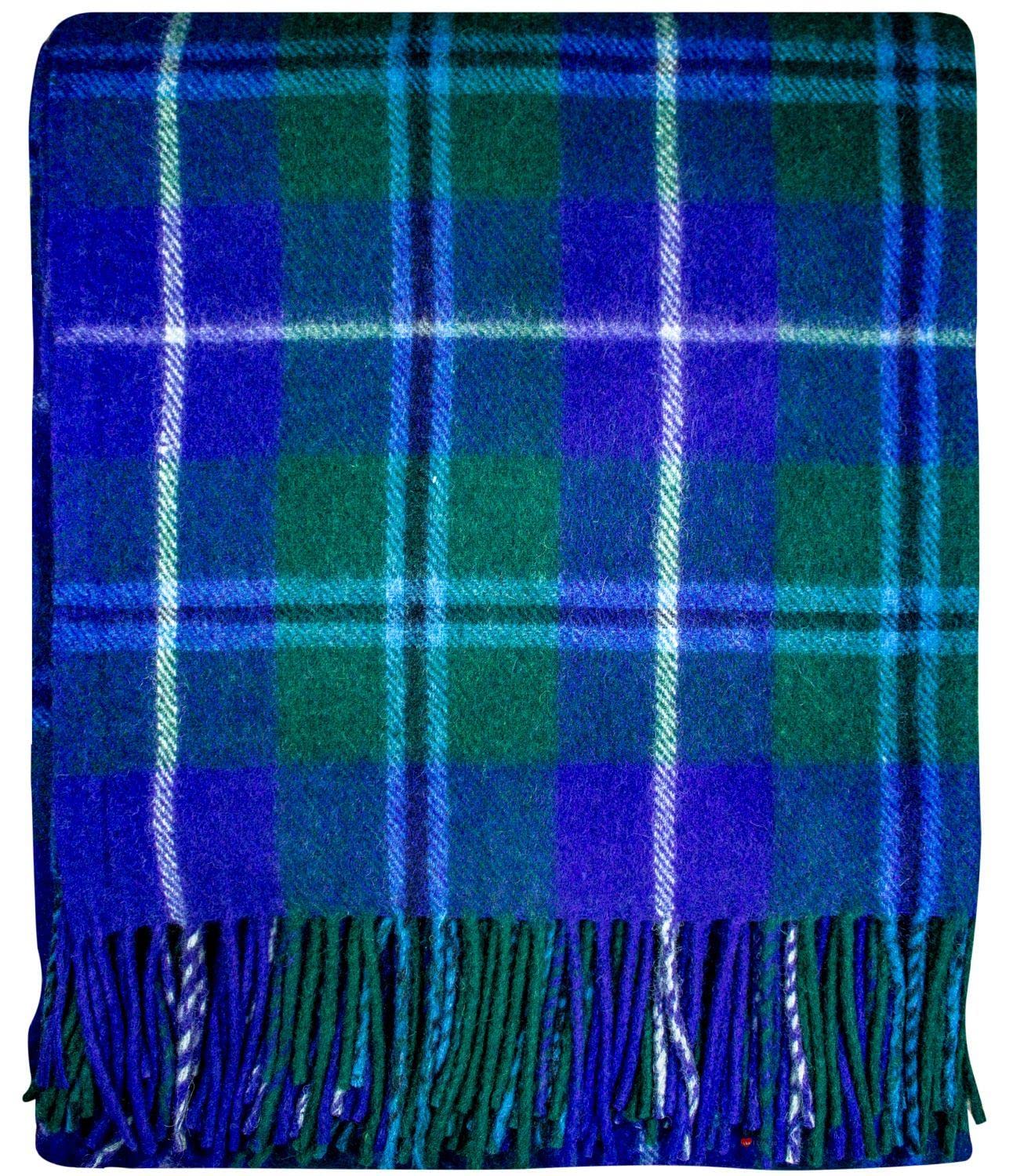 I LUV LTD Scottish Tartan Warm Wool Mix Throw Blanket Douglas Modern Knee Plaid Throws for Sofas Travel Wool Rug Throws and Blankets 182 cm x 152 cm