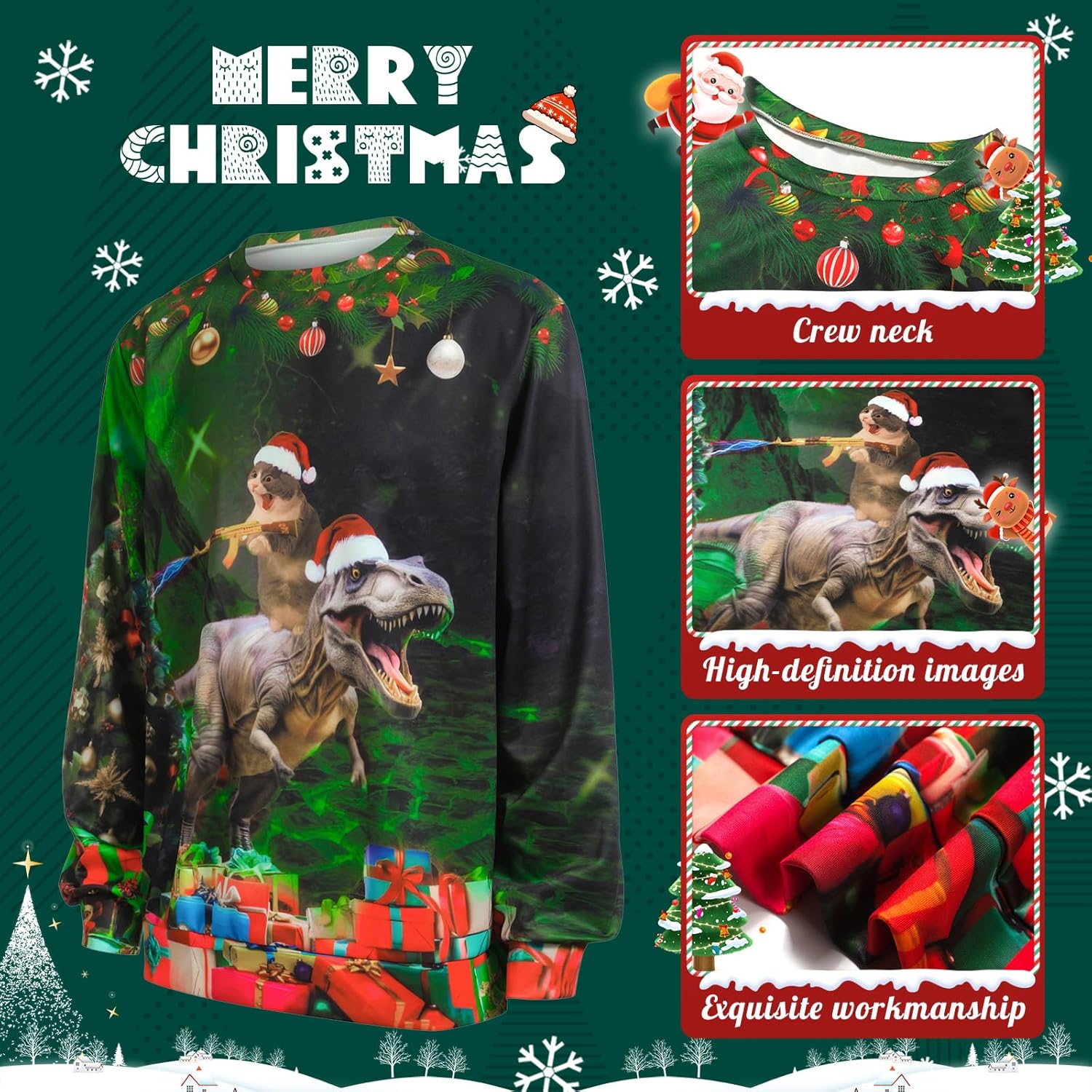 Ugly Christmas Sweatshirt Men Women Funny Family Christmas Sweatshirt Funny Abs Pattern Print Pullover Xmas Top - Image 2