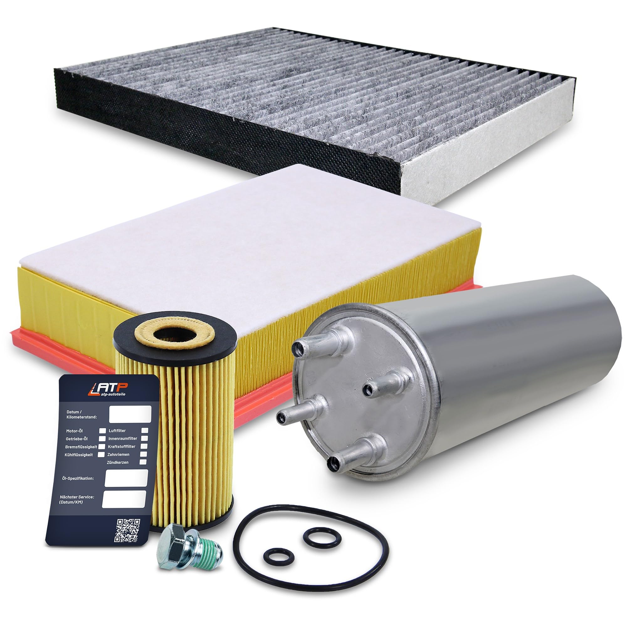 BESTPRICE Pacchetto di filtri di ispezione con 1x filtro dell'olio, 1x filtro abitacolo, 1x filtro dell'aria, 1x filtro del carburante, 1x tappo di scarico dell'olio, 1x