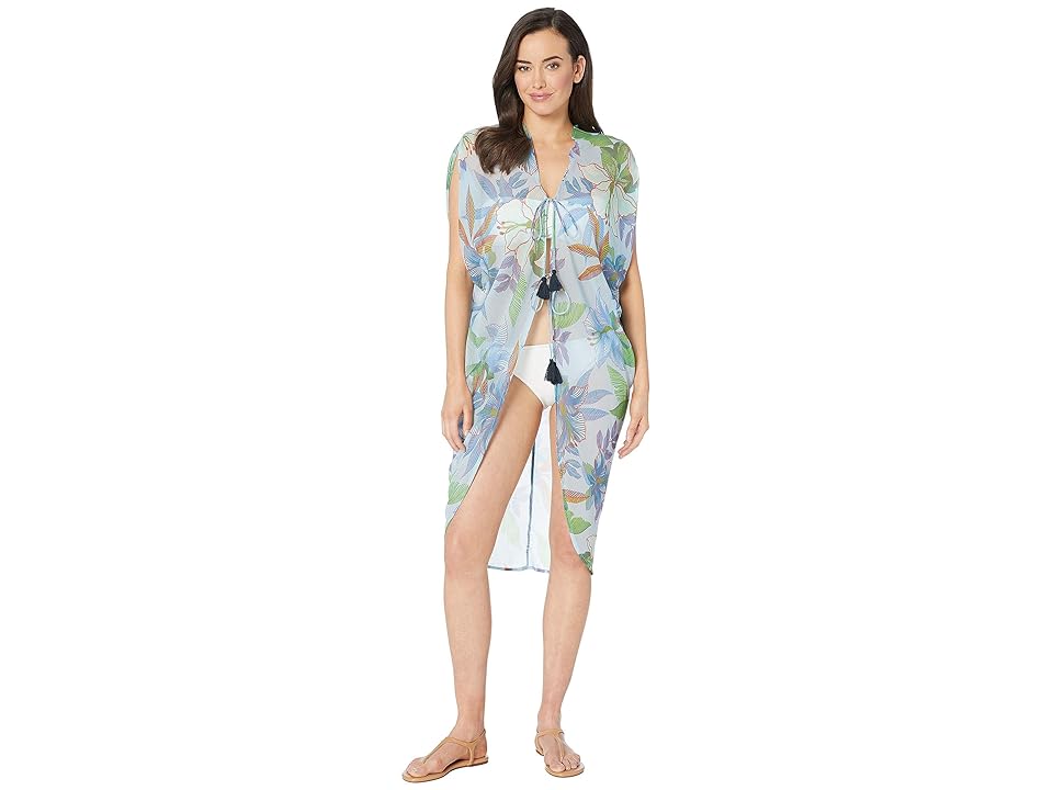 

Echo Design Bora Bora Open Front Caftan (Coastal Blue) Women's Swimwear