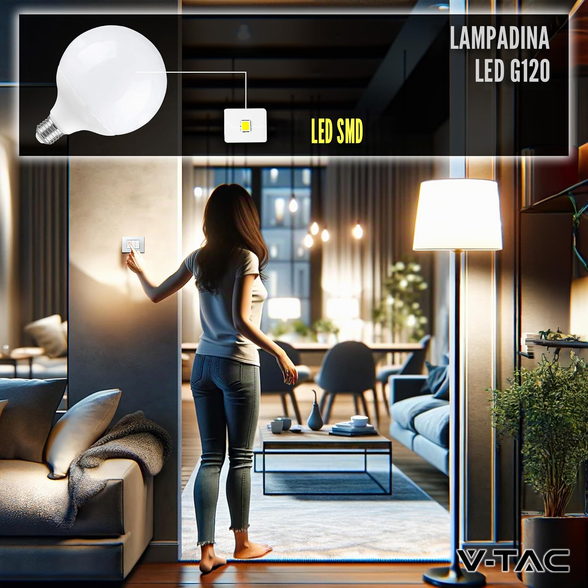 V-TAC Lampadina LED Globo 22W (Equivalenti a 155W) G120 - Attacco E27-2600 Lumen - Lampadina LED Massima Efficienza e Risparmio Energetico - Luce 4000K Bianca Naturale (Confezione da 2)