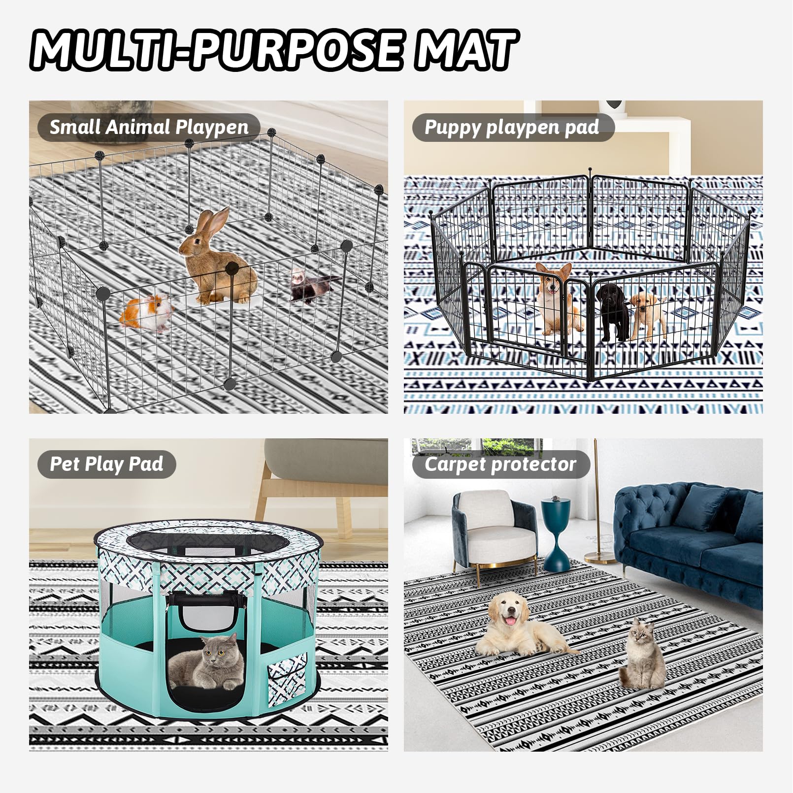 BNOSDM Tapis lavable et réutilisable pour animaux de compagnie avec dessous antidérapant pour punnies, chinchillas, chats, hérissons, cochons d'Inde, furets