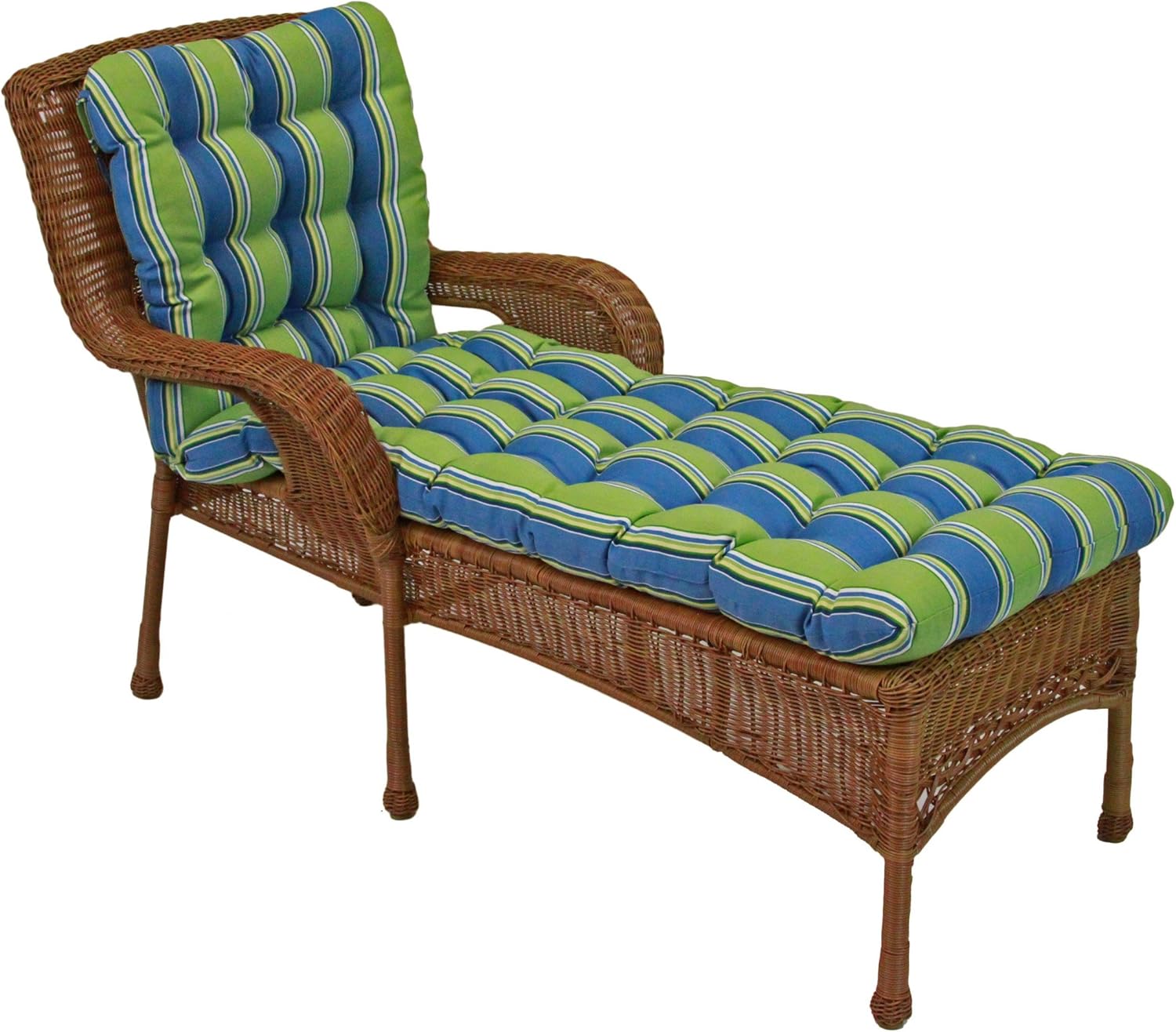 Blazing Needles Squared Outdoor Patterned Spun Polyester Tufted Chaise Lounge Cushion, 74" x 19", Tropique Raven