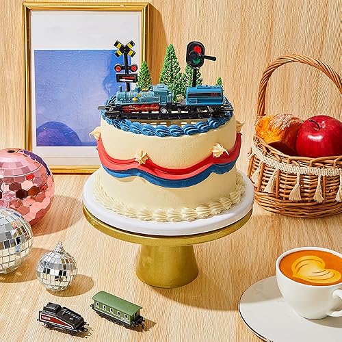 Vista 5 de 13 piezas de tren para decoración de tartas, tren, suministros de fiesta de cumpleaños, mini tren, tren, luces de tráfico, decoración de pastel