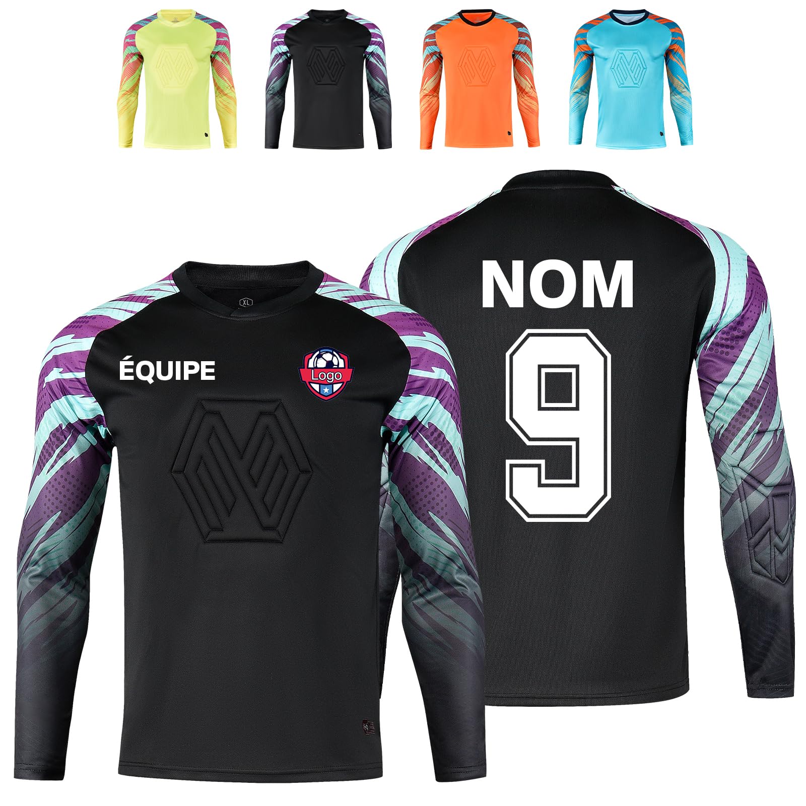 Maillot de Gardien de But personnalisé - Nom & numéro imprimés | Maillot Gardien Respirant de qualité supérieure