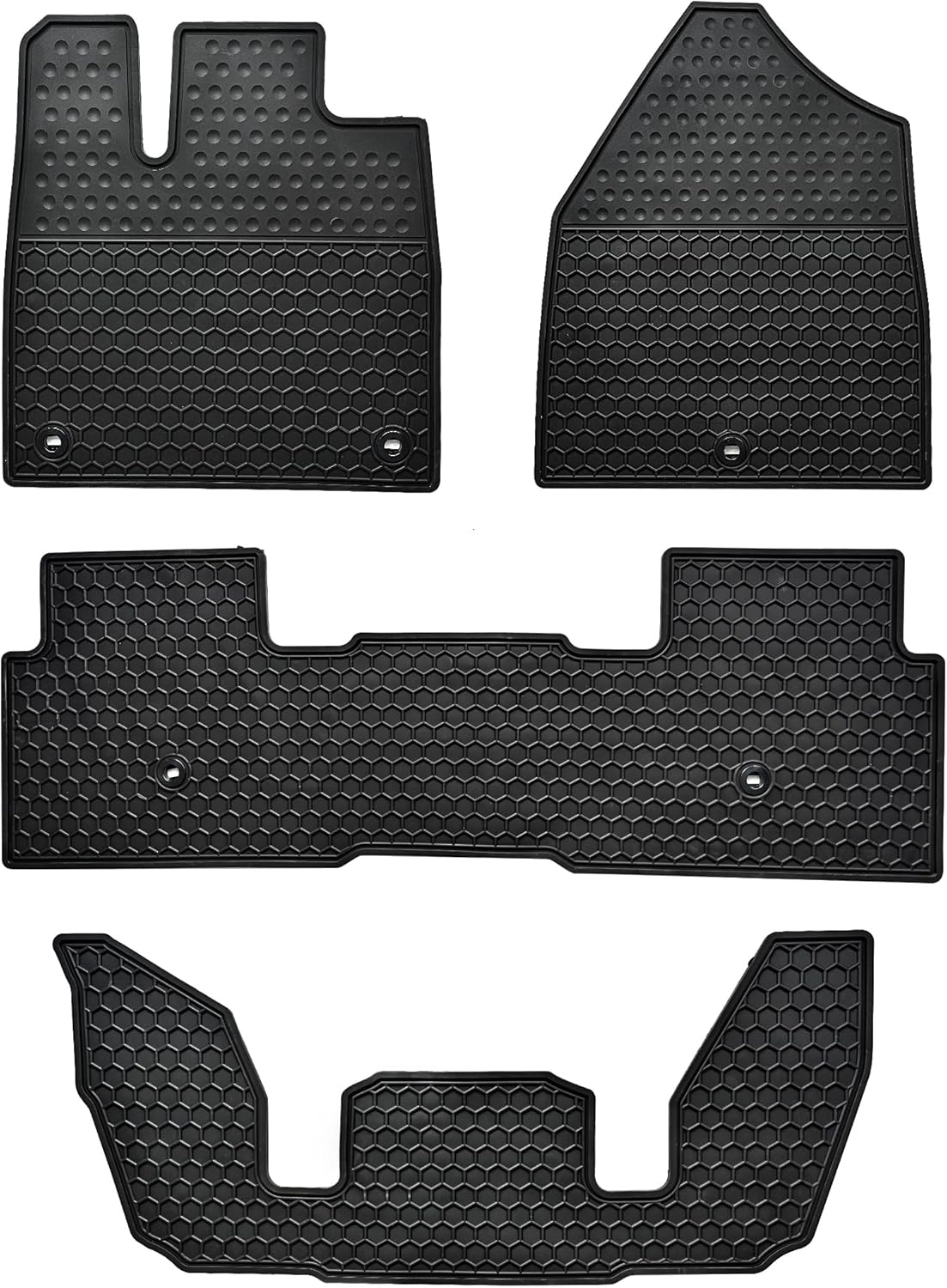 Car Floor Mats Custom Fit for Honda Pilot 2023 2024 2025 2026 Black Rubber Auto Liner Mats All Weather Protection Odorless