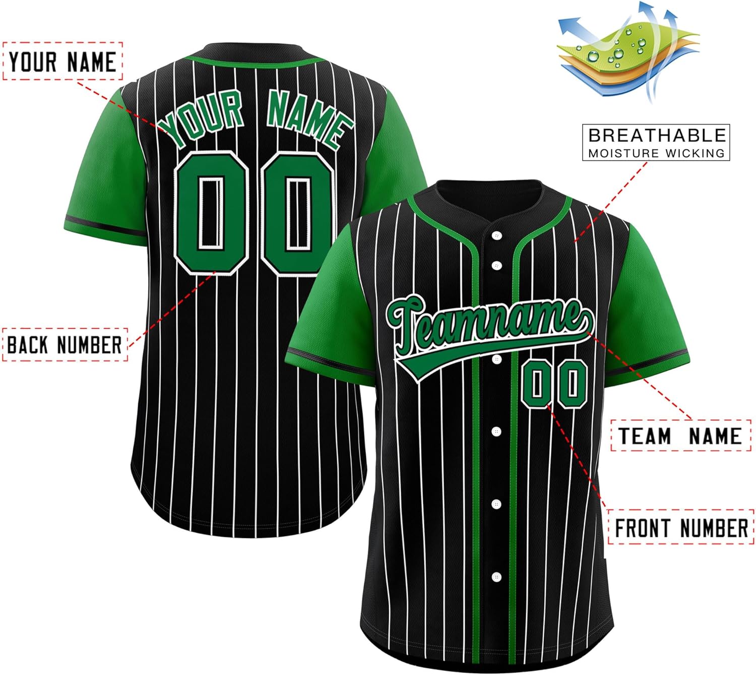 KXK Custom Pinstripe Baseball Jersey Button Down Shirt Personalized Sports Uniform for Men Women Youth - Image 2