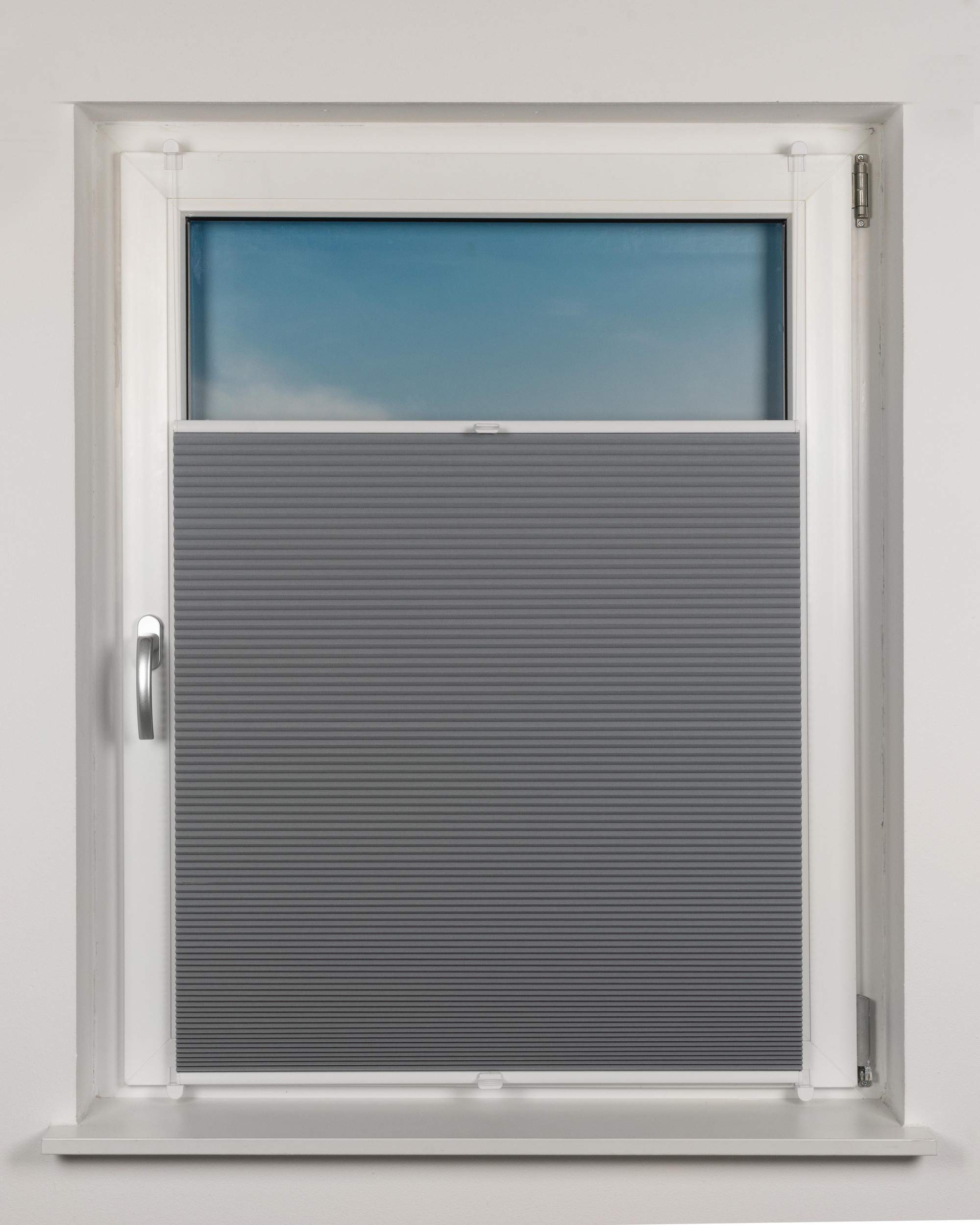 Waben-Plissee Thermo auf Maß für alle Fenster innen, ohne Bohren, Montage Klemmträger bis 27 mm, Sonnenschutz-Rollo lichtschutz und Verdunkelung Grau B: 30-40 cm, H: 101-150 cm