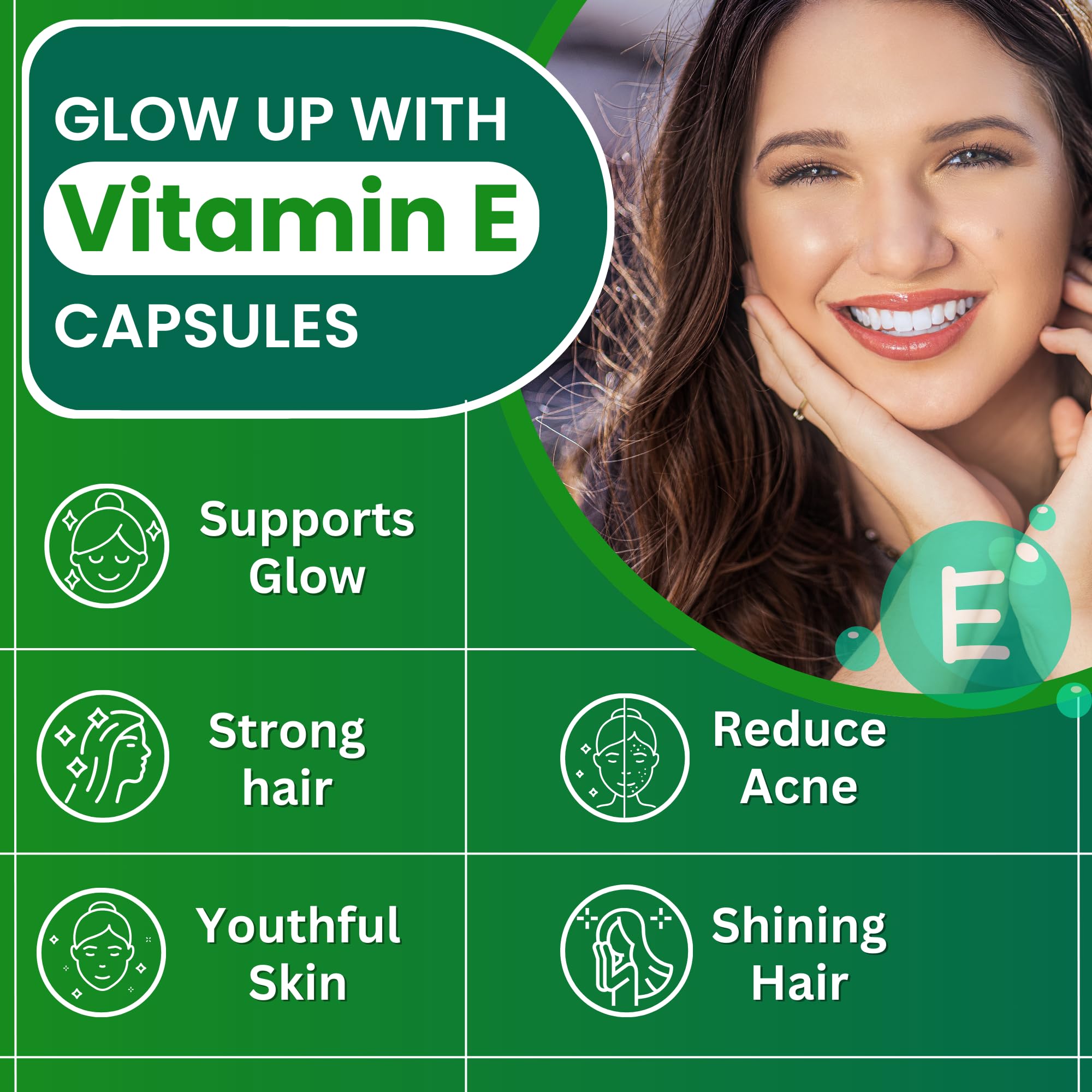 ABHEDA HEALTHCARE Vitamin E 400mg - 60 Softgels - Promotes Healthy Hair, Skin & Nails - Potent Antioxidant, Supports Immune & Skin Health