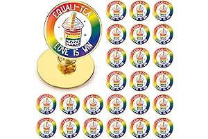 Batiyeer 48 Pcs Equalitea Gay Pride Rainbow Boba Milk Tea LGBTQ Pins Buttons for Celebrations
