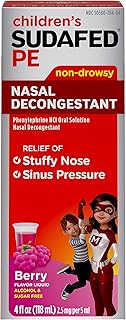 Children's Sudafed PE Nasal Decongestant with Phenylephrine HCl, Berry-Flavored Liquid, 4 fl. oz