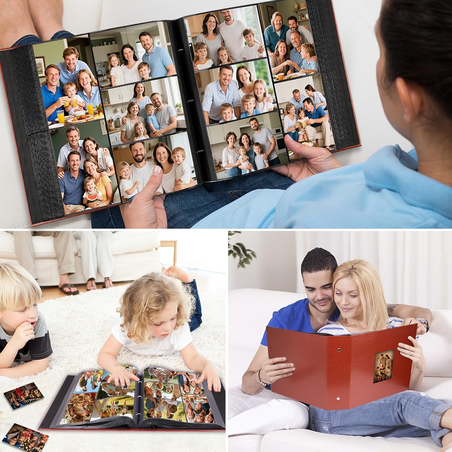 Aevdor Photo Album 4x6 1000 Pockets, Leather Cover Extra Large Capacity Family Wedding Anniversary Baby Picture Album, Acid-free Pages 4x6 Photo Album Holds 1000 Horizontal and Vertical Photos (Brown)