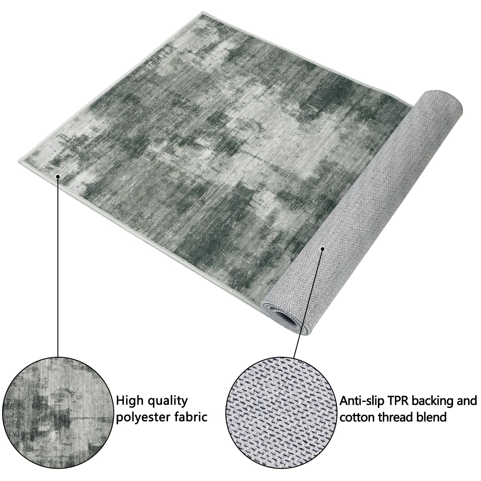 Famibay Juego de 3 Alfombra Cocina Lavable Antideslizante Alfombras de Cocina Gris Oscuro Moderno Tapete para Entrada Interior Pasillo 50x120cm + 50x80cm + 50x80cm
