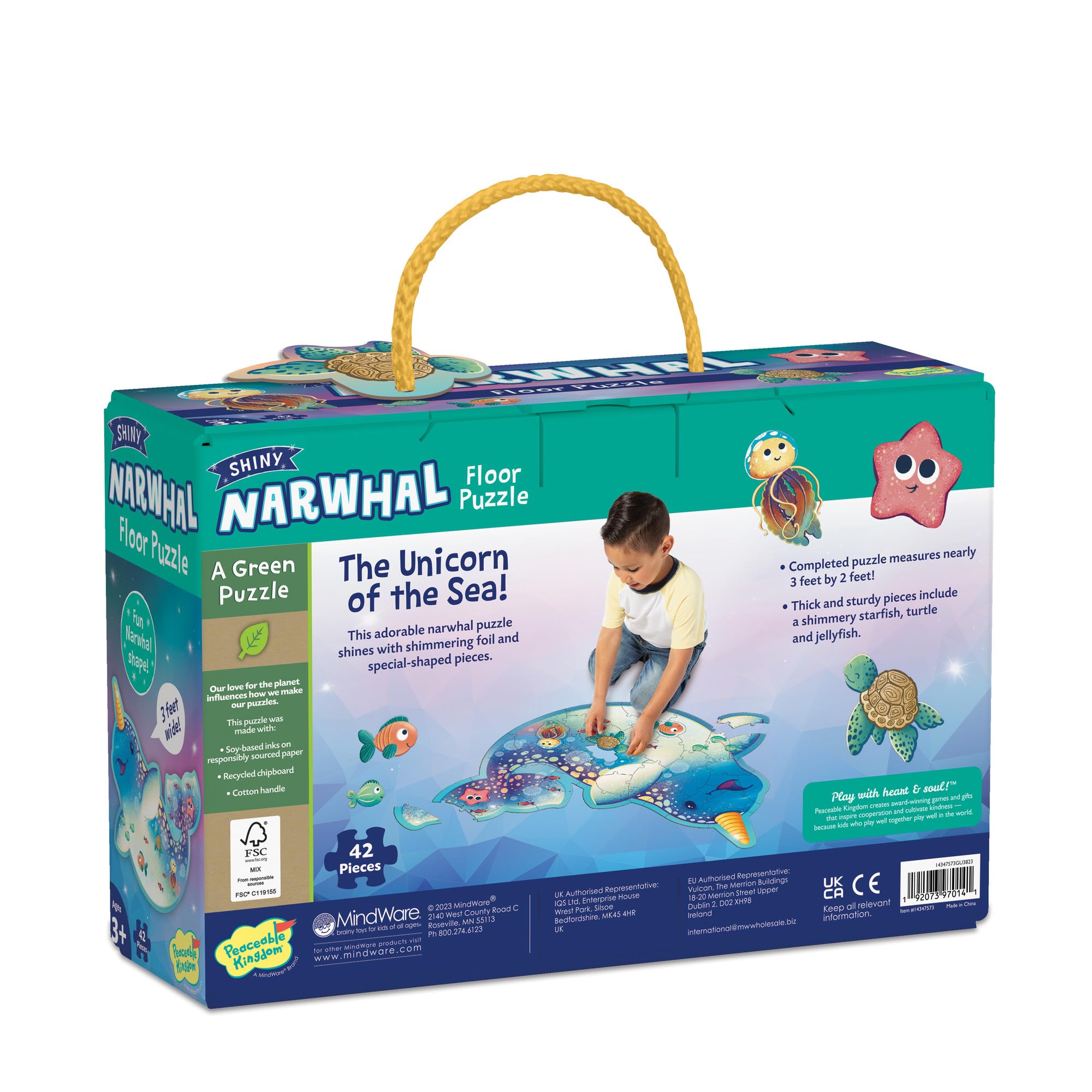Amazon.com: Peaceable Kingdom Narwhal Floor Puzzle - Magically