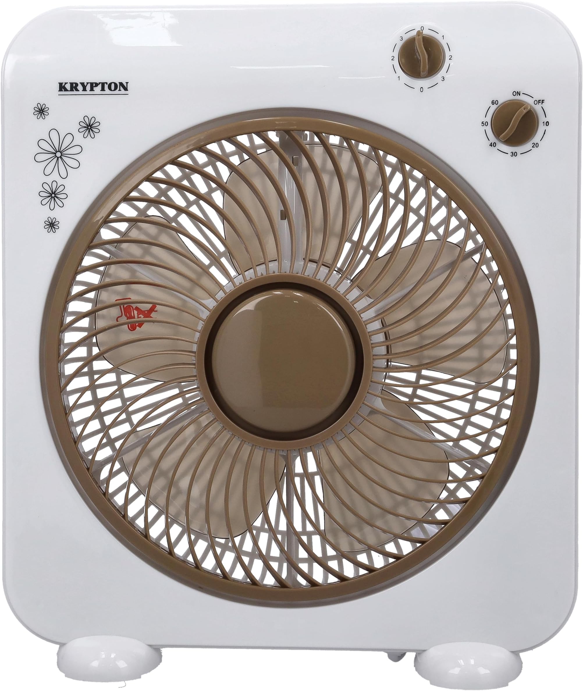 Krypton 10'' Box Fan - Powerful Personal Desk Box Fan With Copper Motor | Table Fan for Office, Home (3 Speed) Fan Guard With 60 Minutes Timer