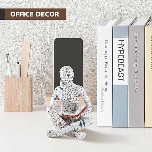 Miniatura 6 de GRAPMKTG Decoración para el hogar, lectura de pulpa, estatua de pensador, escultura estética, decoración de habitación, decoración abstracta moderna
