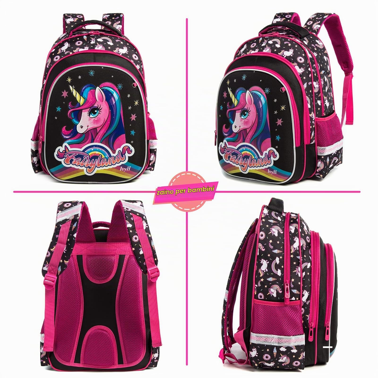 IvyH Carrelloy-Tasche für Kinder, Grundschultasche, Schulranzen mit Rollen, mit Lunchtasche, ideale per 1-6 Schüler